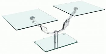 8124 Clear Glass Motion Cocktail Table by Chintaly [CYCT-8124]