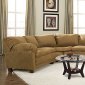 Tan Micro Suede Casual Sectional Sofa w/Cushioned Arm Pillows