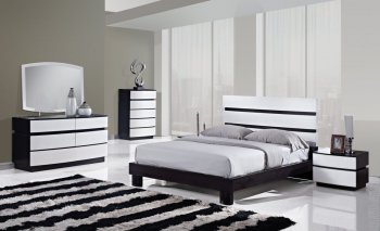 Catalina Bedroom in White & Wenge w/Platform Bed by Global [GFBS-Catalina Old]