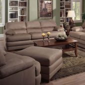 Tan Microfiber Contemporary Set of Sofa and Loveseat