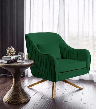 Paloma Accent Chair 585 in Green Velvet Fabric by Meridian [MRCC-585Green Paloma]