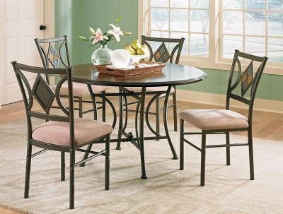 Wood Top & Metal Base Modern 5Pc Dining Set