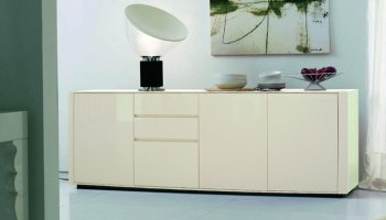 White Piano Finish Modern 3 Door Buffet [NSBU-423004]