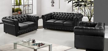 Paris 3 Sofa 3Pc Set in Black Half Leather by VIG [VGS-Paris-3 Black]