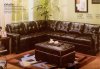 Ebony Tufted Leather Modern Sectional Sofa w/Optional Ottoman