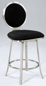 Black Microfiber & Satin Nickel Base Set of 2 Modern Barstools