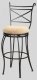 Black Metal Frame & Beige Fabric Seat Set of 2 Barstools