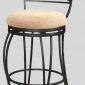 Black Metal Frame & Beige Fabric Seat Set of 2 Barstools