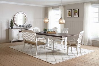 Simpson Dining Table 105181 in Vintage White - Coaster w/Options [CRDT-105181-Simpson White]