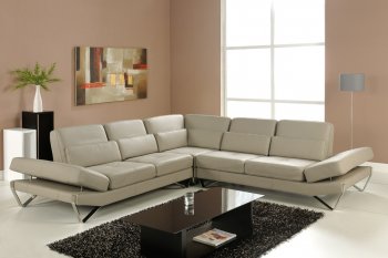 Bianca Sectional Sofa in Beige Leather by At Home USA [AHUSS-Bianca Beige]