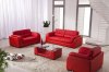 Red Bonded Leather Contemporary 3Pc Sofa Set w/Coffee Table