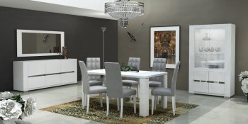 Elegance Dining Table in White High Gloss by ESF w/Options [EFDS-Elegance-White]