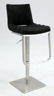 Stainless Steel Base & Black Seat Set of 2 Modern Barstools