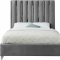 Enzo Upholstered Bed in Grey Velvet Fabric by Meridian