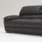 Black Full Top Grain Leather Modern 3PC Sofa Set w/Wood Legs