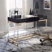 Adiel Writing Desk 93104 in Black & Gold by Acme w/USB Port