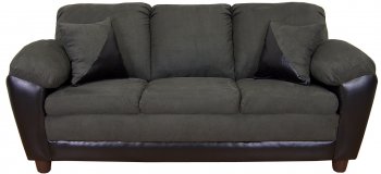 Sage Fabric and Black Bicast Modern Sofa & Loveseat w/Options [PMS-5500-Thunder]