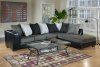 Sage Fabric & Black Bicast Modern Sectional Sofa