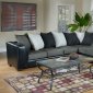 Sage Fabric & Black Bicast Modern Sectional Sofa