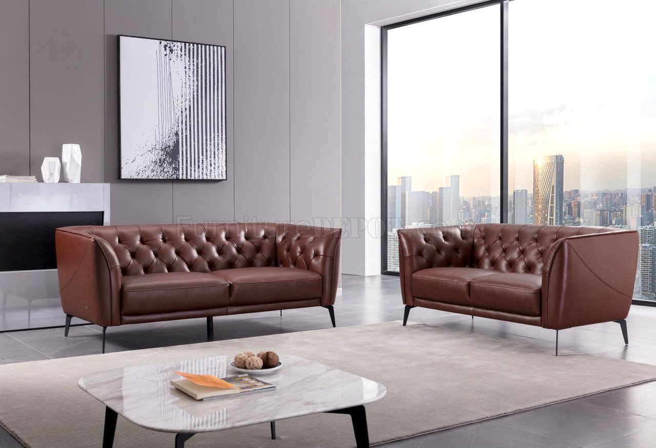 S295 Sofa in Brown Leather by Beverly Hills w/Options