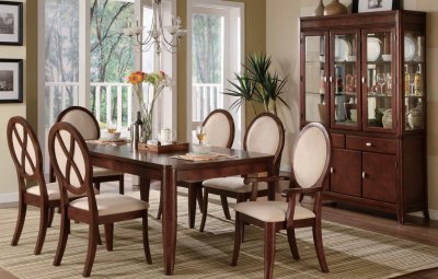 Brown Cherry Traditional Formal Dining Table w/Optional Items
