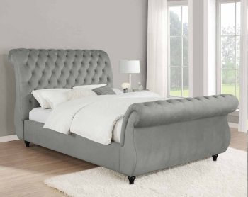 Chelles Upholstered Bed 315921 in Gray Velvet by Coaster [CRB-315921-Graydon]