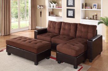 2500 Sectional Sofa Set in Dark Brown Bi Cast & Brown Microfiber [EGSS-2500]