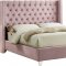 Aiden Bed in Pink Velvet Fabric by Meridian w/Options