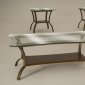 Clear Glass Top 3Pc Coffee Table Set w/Bronzed Metal Base