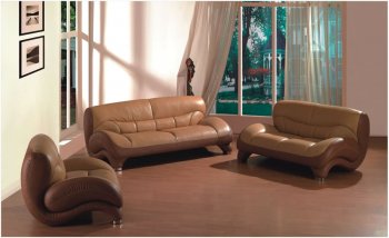 Contemporary Two-Tone Leather Living Room Sofa w/Options [EFS-521]