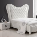 White Kenza Bed w/Tufted Headboard & Footboard