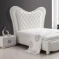 White Kenza Bed w/Tufted Headboard & Footboard