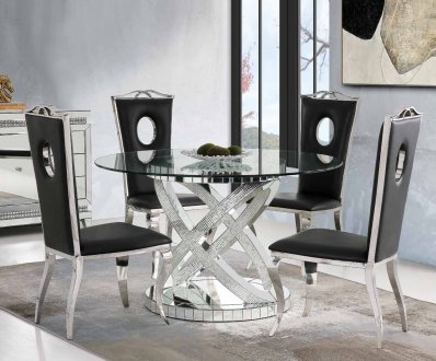 Ornat Dining Table 72950 in Mirrored by Acme w/Options