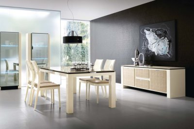 Diamond Ivory Dining Table by Rossetto w/Options