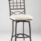 Brown Metal Base & Beige Fabric Seat Set of 2 Swivel Barstools