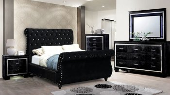 Noella Bedroom CM7128 in Black Flannelette w/Options [FABS-CM7128BK-Noella]