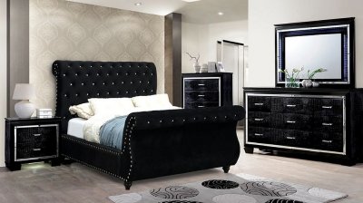 Noella Bedroom CM7128 in Black Flannelette w/Options