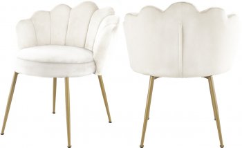 Claire Dining Chair 748 Set of 2 Cream Velvet Fabric by Meridian [MRDC-748 Claire Cream]