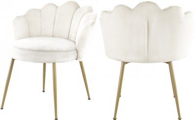 Claire Dining Chair 748 Set of 2 Cream Velvet Fabric by Meridian