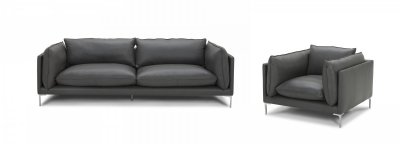 Harvest Sofa in Grey Full Leather by VIG w/Options