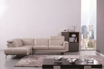 S195 Sectional Sofa in Bone Leather by Beverly Hills [BHSS-S195 Bone]