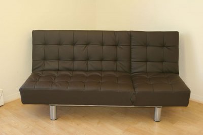 Chocolate, Black or White Leatherette Convertible Sofa