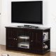 Espresso Finish Modern TV Stand w/Glass Door & Side Shelves