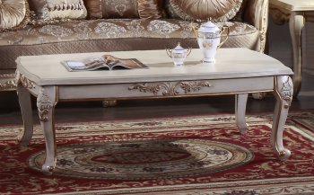 Sapphire Traditional Coffee Table in White w/Options [ADCT-Sapphire]