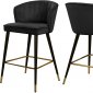 Cassie Counter Stool 793 Set of 2 Black Velvet Fabric - Meridian