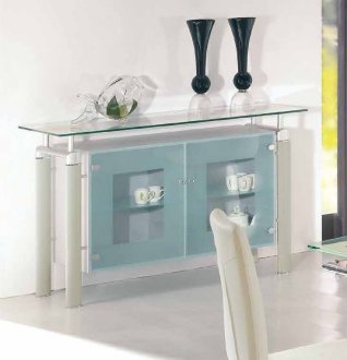 D107 Buffet w/Glass Top & Beige Legs