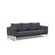 Cassius Quilt Sofa Bed Gray Fabric w/Chrome Legs by Innovation