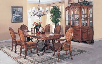 Light Brown Color Semi-Gloss Finish Formal Dining Set [AMDS-97-6040]