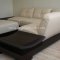 Full Beige Italian Leather Sectional Sofa & Matching Ottoman