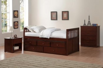 Rowe Bed B2013PRDC w/Trundle in Dark Cherry by Homelegance [HEKB-B2013PRDC-Rowe]